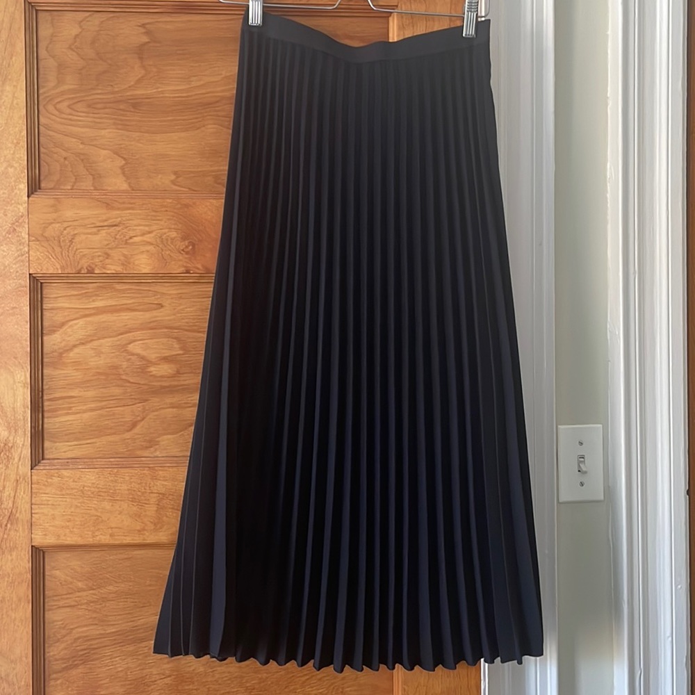 Arket black pleated midi skirt